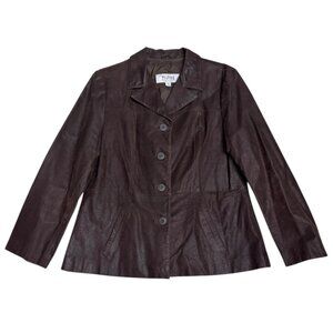 WILSONS LEATHER Brown Genuine Leather Luxury Designer Business Jacket Womens XL